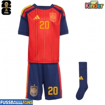 Spanien Pedri Gonzalez #20 Heimtrikotsatz Kinder WM 2026 Kurzarm (+ Kurze Hosen)